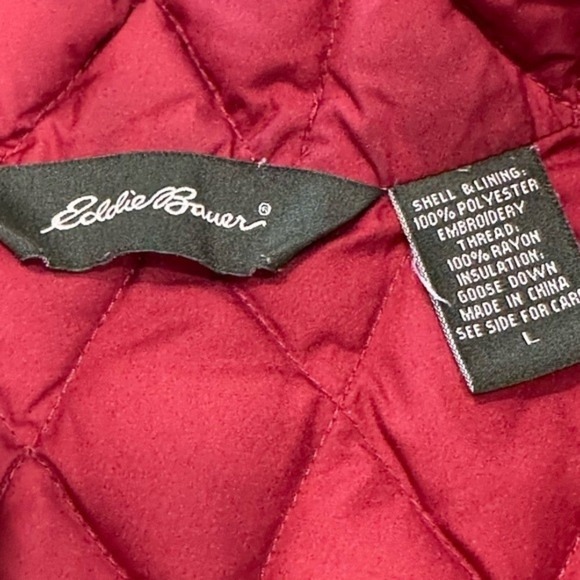 Eddie Bauer Premium Goose Down Brick Red Zippered Pockets Vest Womens Size L - Picture 2 of 5